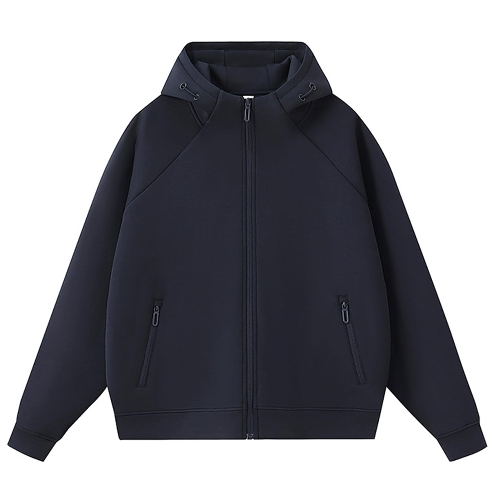 Damen-Arbeitsjacke mit langen Ärmeln Damen-Lederjacke in Übergröße mit Reißverschluss Kapuze aus weichem Fleece Oversize-Pullover für Herbst und Winter lässige Oberbekleidung im Streetwear-Stil