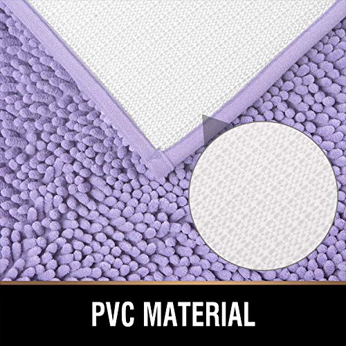 Image of Large Round Area Rug Set for Bathroom 36 inchx36 inch Soft Plush Chenille Bath Mat, Water Absorbent Non-Slip Bathroom Rug | Washable Shag Carpet for Shower, Bedroom, or Home Decor | 36 inchx36 inch Round | Lavender