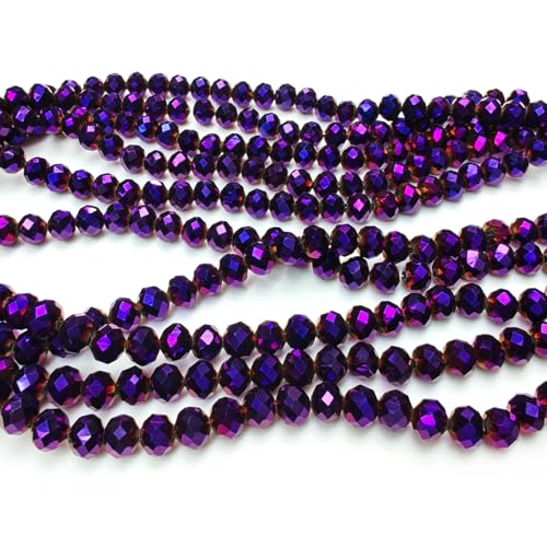 Image of 2mm Rondelle Glass Beads for Jewelry Making, Faceted Briolette Crytal Spacer Beads for Bracelet Necklace Earring, Plated Purple 1200pcs