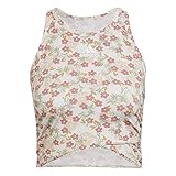 adidas Women's Grow Positivity Cropped Flowers Training Tank Top, Multicolor/Wonder White X-Small