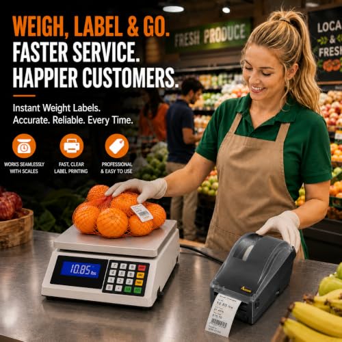 Image of ARGOX OS-2130D Pro 2 inch Direct Thermal Scale Label Printer, Barcode Printer for Weight Scales, Grocery, Deli, Retail POS & Food Service, USB, RS-232, Cash Drawer Interface, 203 DPI