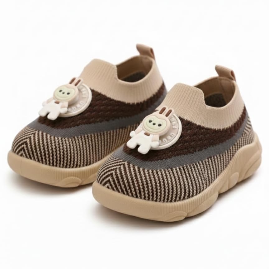 Image of HOOH Baby Unisex Walking Shoes with Musical Sound and Spinner, Knitted Upper, Slip Resistant, Mid Top Sneaker, Water Resistant, 0-24 Months