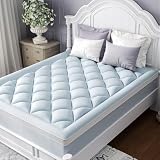 ChiXpace Twin Mattress Topper, Viscose Derived from Bamboo, Soft Pillow Top