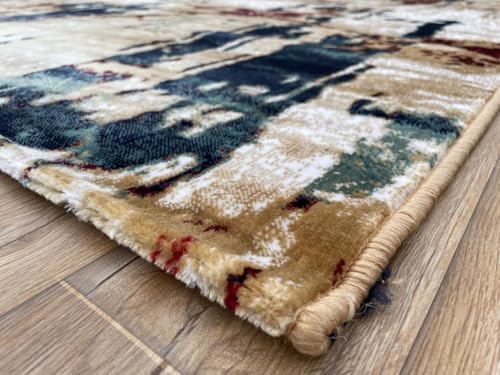 Image of Modern 4x6 Feet (120x180 CM) Silk Touch Carpet for Living Room | Washable Anti-Skid | Multicolor Lattice Pattern | Stain-Resistant Floor Rug for Drawing Room Hall