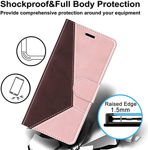 Image of Perkie Trendy Series, Faux Leather Wallet Flip Case Magnetic Closure Flip Cover for for Motorola Moto G54 5G (Baby Pink & Brown)