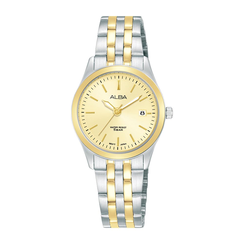 alba Stainless Steel Women Analog Wristwatch Ah7Ce8X1, Gold Dial, Silver Band-picture-52