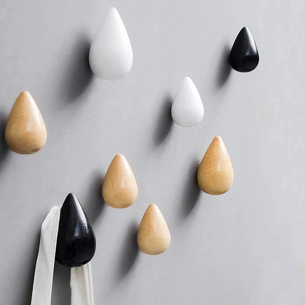 2 Ganci Appendiabiti A Goccia D'Acqua - Design Moderno In Resina, Per Pareti, Rosso, 9.3x5.8cm