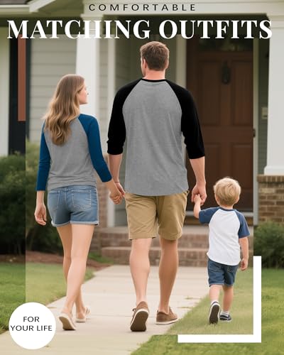 Huukeay 3 Pack Women's 3/4 Sleeve Raglan Shirts, Crew Neck Cotton Blend Casual Baseball Tops Color Block Basic Jersey Tees3