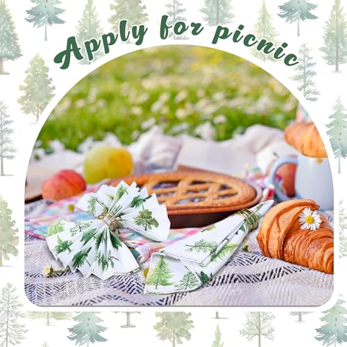 Maxdot 12 Pcs Christmas Cloth Napkins 19 x 19 Inch Happy Xmas Party Decoration Dinner Washable Fabric Napkins Gifts(Christmas Trees) – Image 7