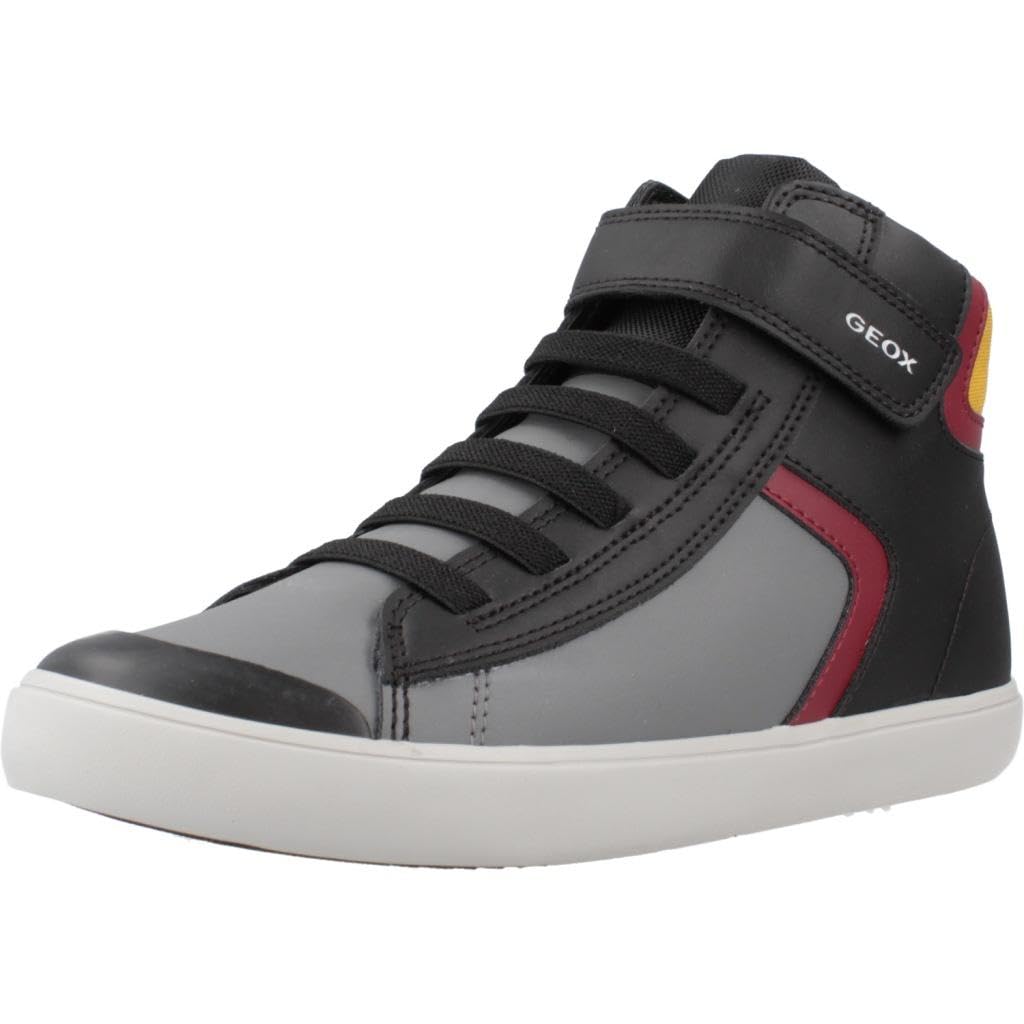 Geox Boys J Gisli Boy Sneaker, Black Bordeaux, 10 UK Child