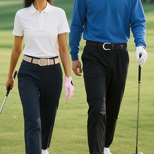 XZQTIVE Braided Belt for Women Men Stretch Woven Belt Plus Size Elastic Belt with Silver Gold Buckle for Jeans Pants2