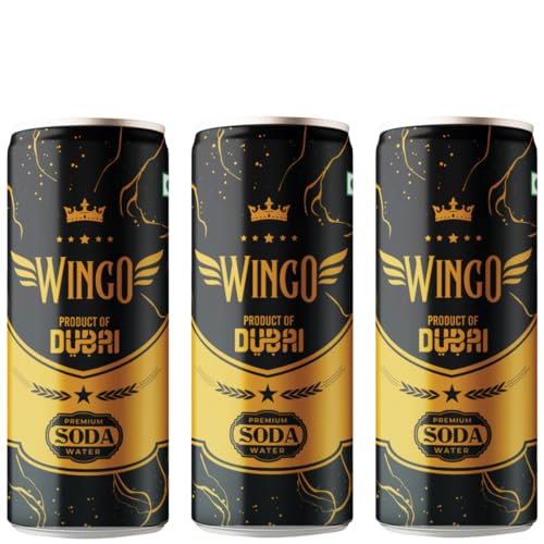 Image of Wingo Premium Soda Water - Product of Dubai | Sparkling Carbonated Water | Refreshing Beverage in Stylish Can | 250ml (Pack Of 3)