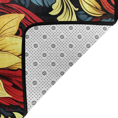 Tapis de sol absorbant floral 183x122cm antidérapant pour le salon