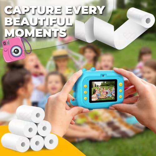 Image of Wembley Kids Instant Camera Thermal Paper Rolls, Photo Printer Refill Paper, Pack of 6, White