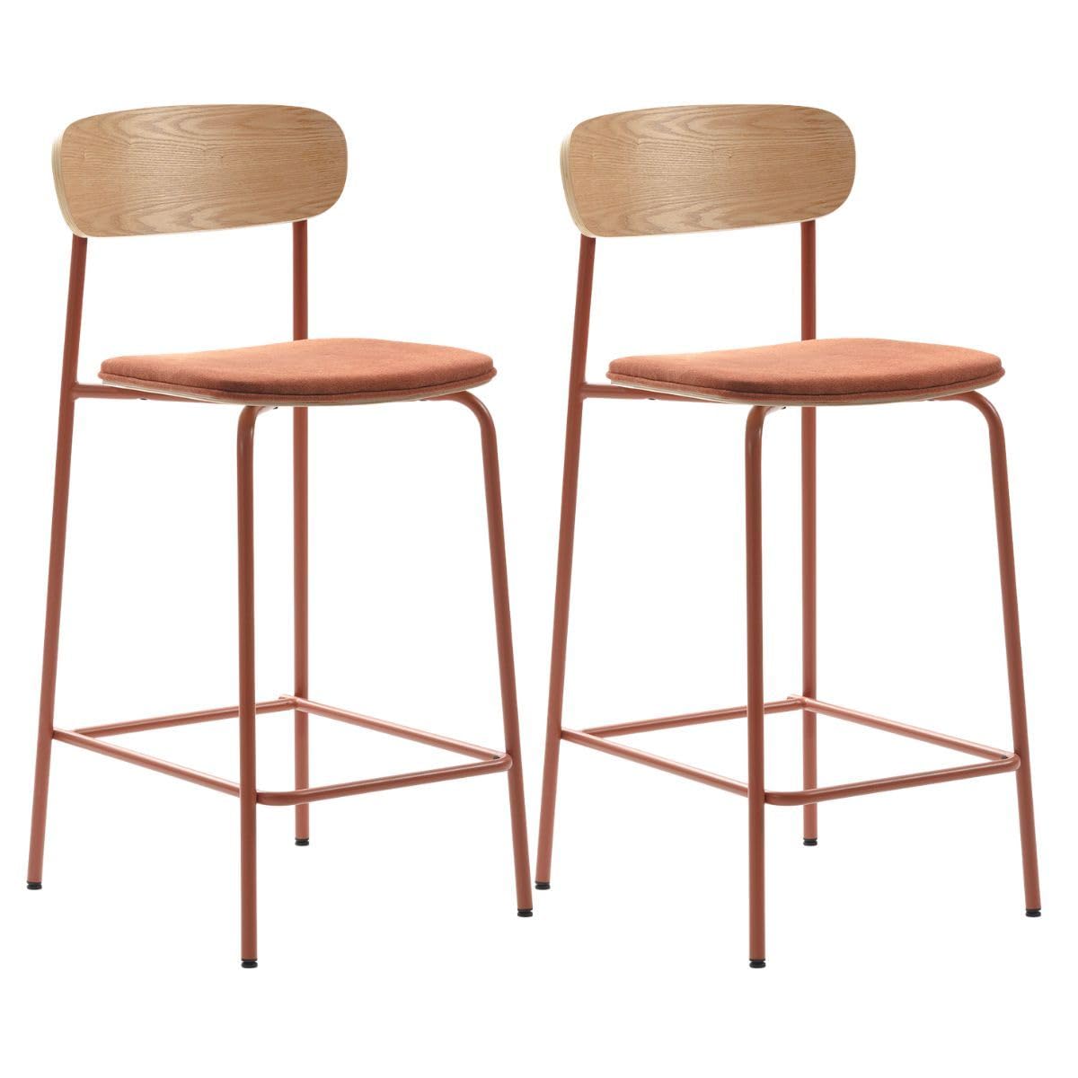 Tabourets de bar lot de 2 RIDILA AltoBuy chaise haute cuisine tissu brique
