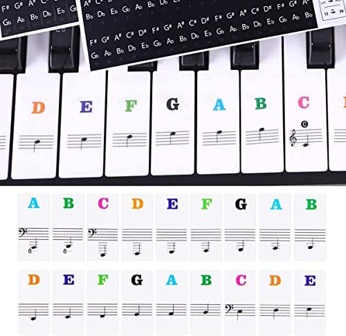 LYPER Set van 2 pianotoetsenbordstickers voor 88/61/54/49/37 toetsen, kleurrijke grote vette letter-pianostickers voor beginners, transparante afneembare pianotoets-etiketten, toetsenbordstickers - Image 8
