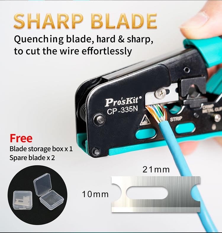 Cutting a network cable with the Pro'sKit CP-335N tool