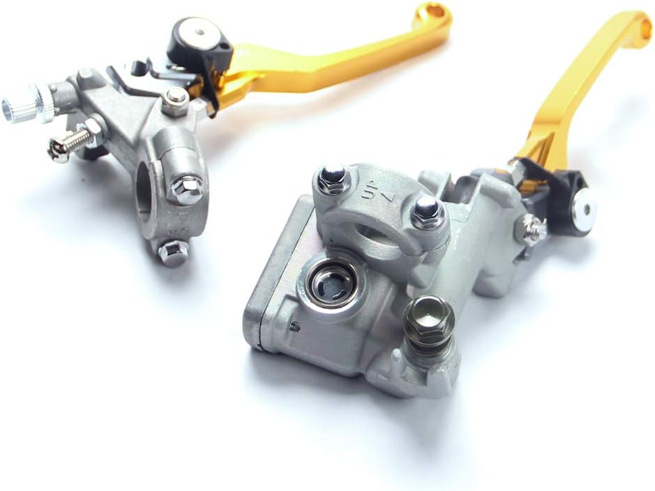7/8 Universal Short CNC Brake Master Cylinder Clutch Perch Levers Kit Compatible with Suzuki RM125 1996-2003 RMZ250 2007-2019 RMZ450 2005-2019 DRZ400S/SM 2000-2017 Most Motorcycle Dirt Bike Gold