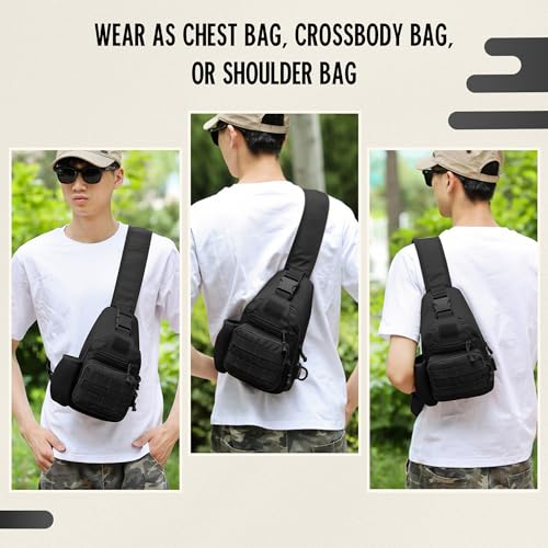 Image of CARRY TRIP OUTDOORS Sling Chest Bag, 900D Nylon Tactical MOLLE Compact Crossbody Camping, Hiking, Cycling, Travel Pack, Water-Resistant Shoulder Sling Bag for Men & Women
