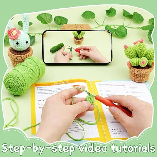 Image of QLECT Crochet Kit for Beginners - DIY Crochet Flower Kit for Adults & Kids - Create Sunflower, Hair Accessories & More - Perfect Crochet Kit for Beginners, Woobles, and Flower Making