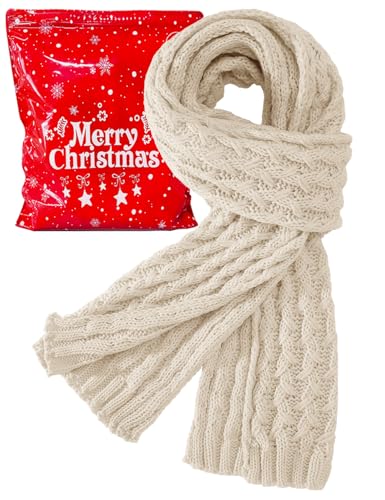 heekpek Schal Damen Winter Lang Strickschal Frauen Pashminas Gestrickter Scarf, Beige
