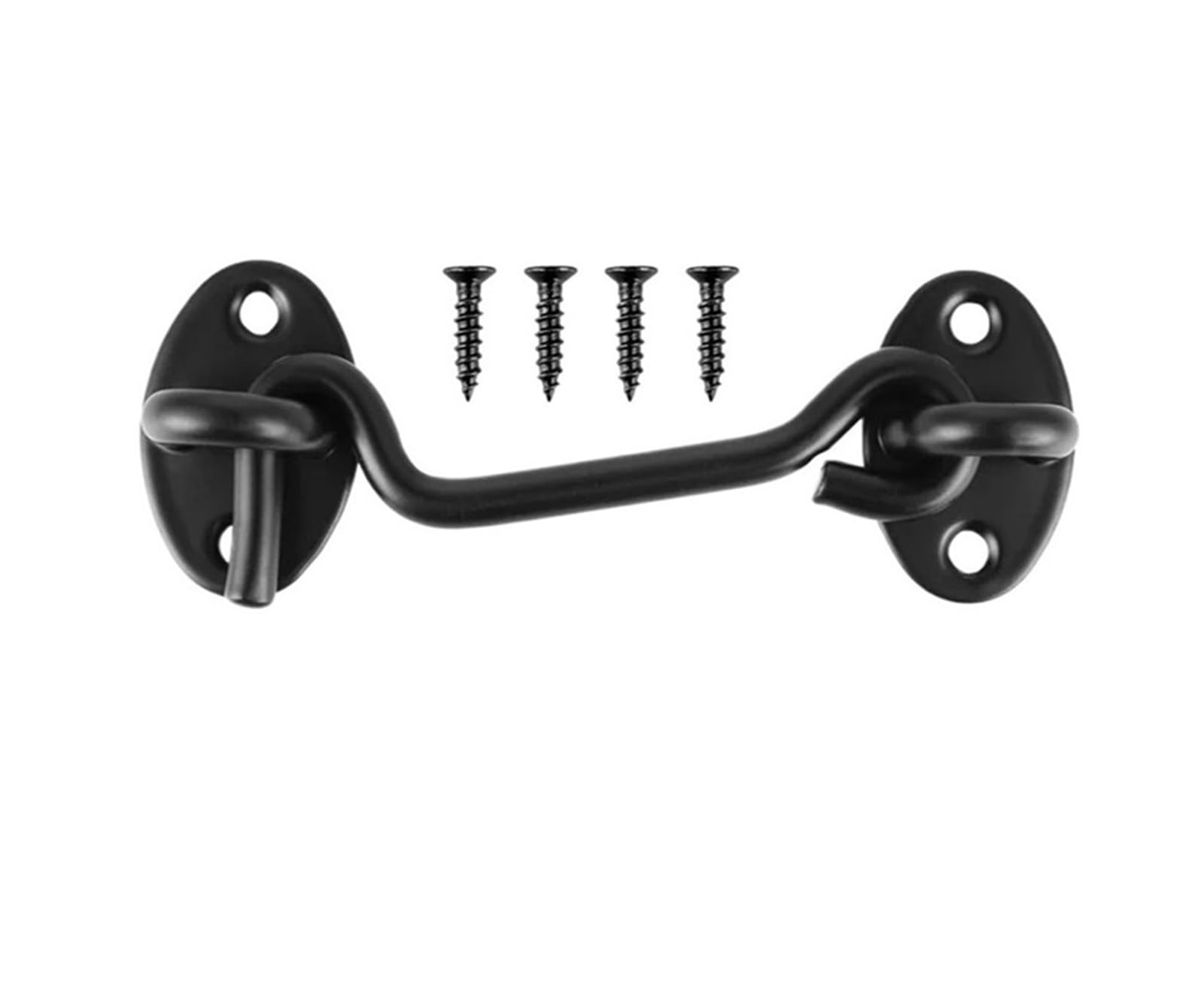 4 szt. Zatrzask z haczykiem i oczkiem do bram drzwiowych | Zamek drzwi ze stali nierdzewnej Bezpieczny zatrzask bramy okiennej(Black,10 Inch)