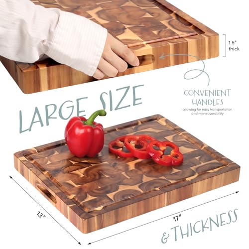 Tabla de cortar rectangular de madera de acacia 43x33x3.8 cm miniatura 5