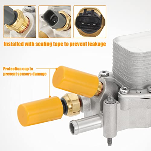 926-959 Upgrade Aluminum Engine Oil Cooler & Filter Housing Kit with Sensors and Gaskets Compatible with 2017-2018 Chrysler 200 300 Dodge Charger Challenger Journey Wrangler Ram ProMaster V6 Engine - Image 6