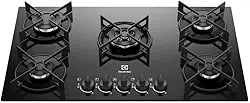 Electrolux Cooktop 5 Bocas Gás Electrolux Mesa de Vidro Efficient Tripla Chama e Grade Aço Fosco (KE5GT) Bivolt
