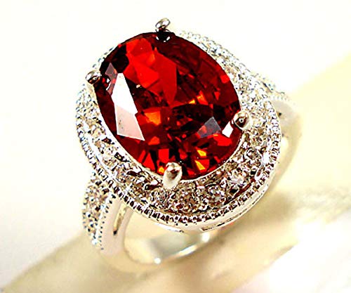 Oval Round Shaped Red Cubic Zirconia CZ Engagement Rings Wedding Party Statement Cocktails Classic Fashion Promise Ring Party Rings Women's Costume Jewelry (7)
