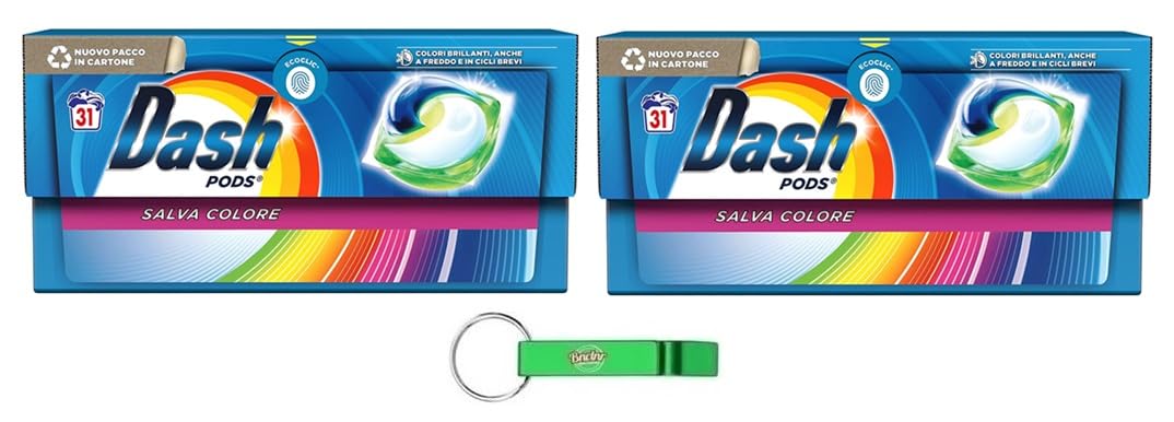 2x Dash Pods Salva Colore Waschmaschine Waschmittel in Kapseln, 31 Waschgänge - Garantieren Einwandfreie Sauberkeit Gegen Flecken + Beni Culinari Kostenloser Schlüsselanhänger