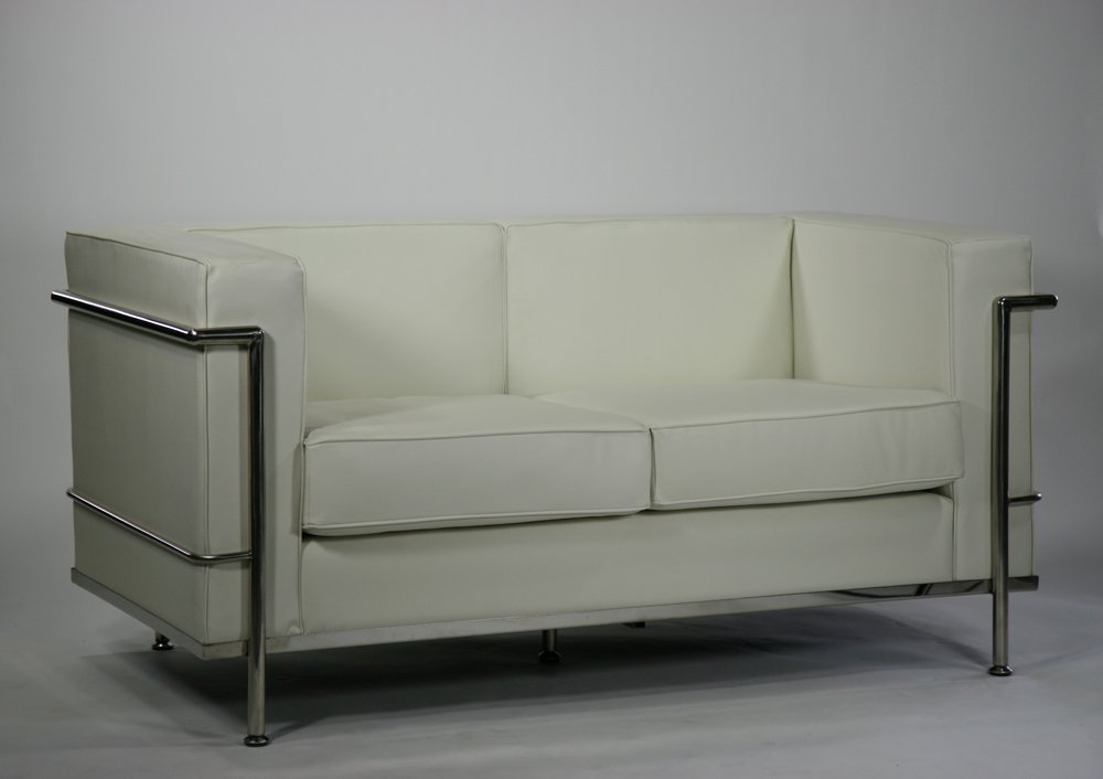 Amazon｜コルビジェデザイン LC2 2P ラブソファ 本革 スノーホワイト