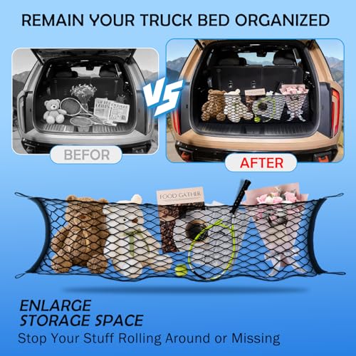 Image of Envelope Style Cargo Net for Kia Telluride 2022-2024 2025 2026 Accessories, Trunk SUV Mesh Cargo Net, Upgraded 5mm Bungee & Double-Layer Nylon Storage Tailgate Netting Grocery&Tools Holder Organizer
