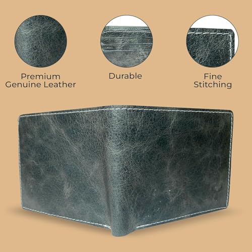 Wallet for Men, Full Grain Genuine leather wallet, bifold slim Elgant RFID Protected, Multiple 12 Card Holder Mens wallet (slim Blue)4