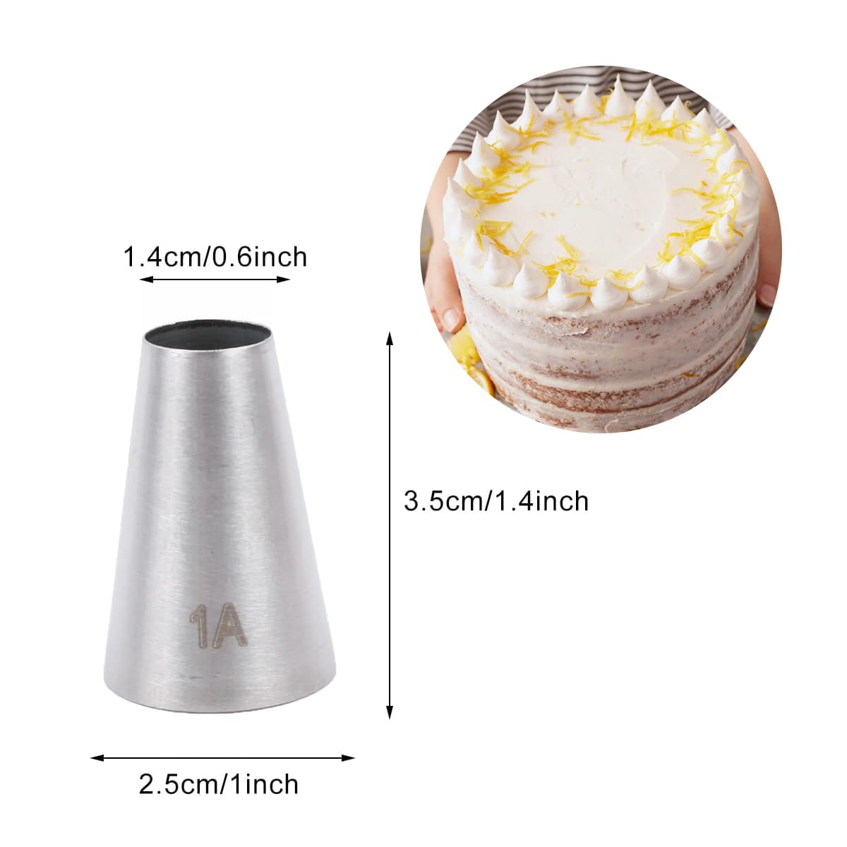 Juego de puntas de tubería de 1 A, puntas redondas grandes para decoración de pasteles, macarrones y más, apertura de 1,27 cm, 3 piezas