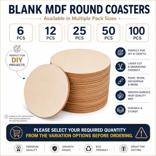 Image of SWAGSTATION MDF Blanks Cutouts for DIY,Art Work,Decoupage,Mix Media,Scrapbook,Craft Supplies Round Costers Blank 3 Inch 12 Pcs