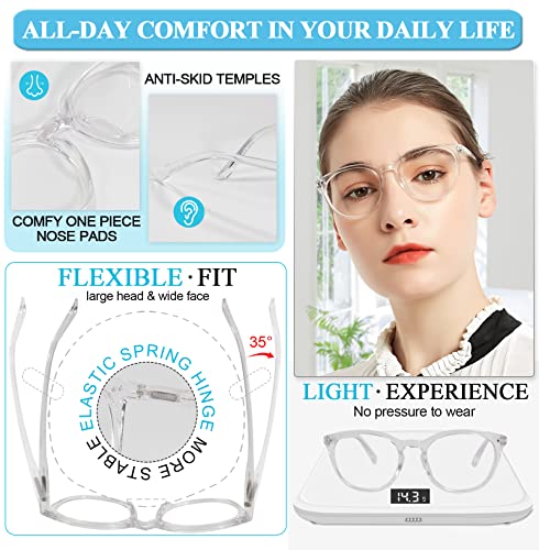 Image of MARE AZZURO Round Reading Glasses 5.0 with Spring Hinge Fashion Readers for Women 500