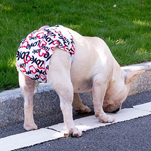 Image of CuteBone Washable Dog Diapers Female No Tail Hole 3 Pack Reusable Doggie Period Training Pants for Docked-Tail Frenchie French Bulldog Boston Terrier Without Tail WWD03L