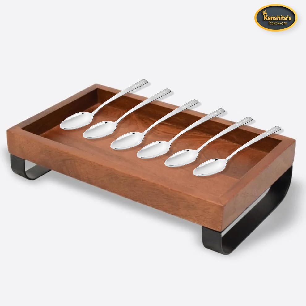 Image of Kanshita's Rasoiware Stainless Steel Dessert Spoons | Mirror-Finish | Set of 12 for Dining & Serving