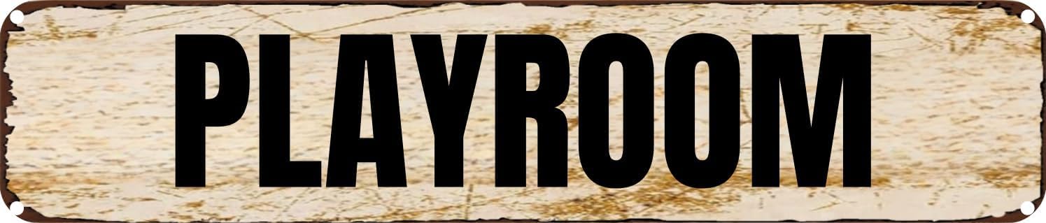 Vintage Tin Sign Retro Metal Wall Decor PLAYROOM Rustic Aluminum Plaque for Home,Bar,Kitchen,Garage,Man Cave 4x16 Inch