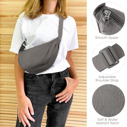 4 Pcs Nylon Crescent Crossbody Purses Bag for Women Men Half Moon Shape Sling Travel Bag Crescent Shoulder(Cold Colors)3