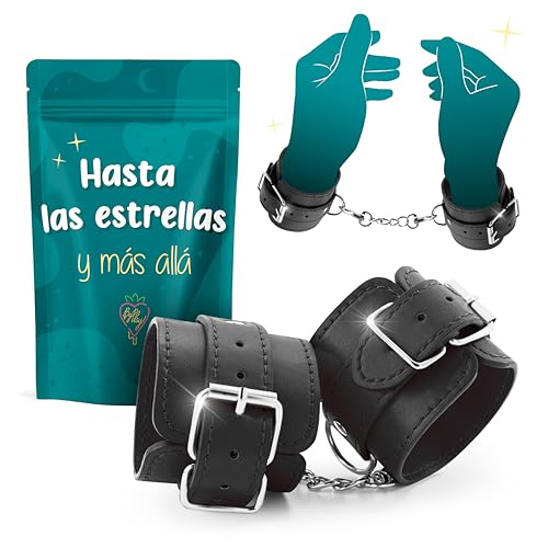 ByPlay Esposas Resistentes Cuero Sintético Ajustables Juguetes Adultos - Grillete Manos Disfraz Parejas Adulto