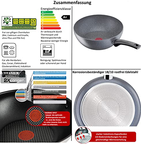 Tefal G13412 Healthy Pfanne 30cm, UVP 89€, Edelstahl Bratpfanne Antihaft-beschichtet , Extra Kratzfest, Spülmaschinenfest, rutschfester Griff, FÜR ALLE HERDARTEN, Grau – Bild 7