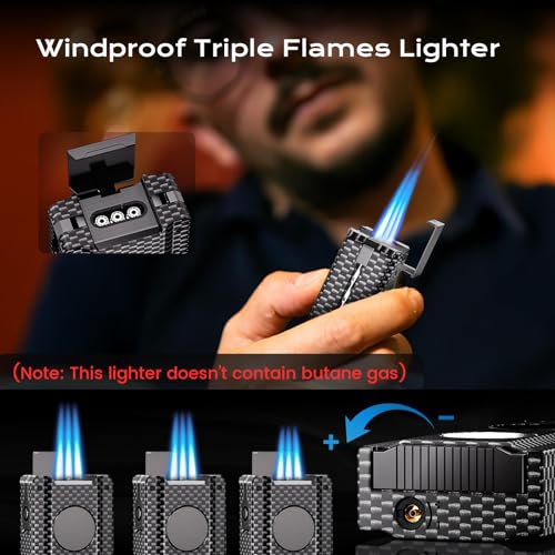Encendedor soplete 5 en 1 con herramienta y triple llama miniatura 2
