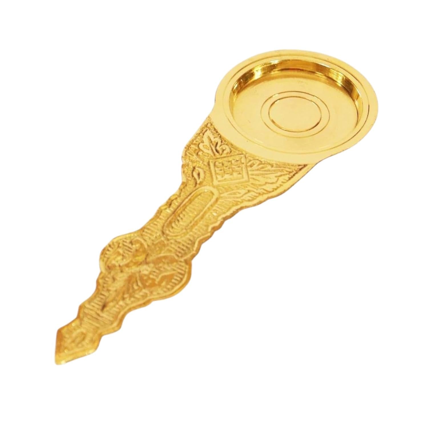 Shreeja Shilpcraft Brass Kapoor Aarti Spoon – 17cm Traditional Pooja Spoon with Intricate Design, 68g Lightweight Brass for Aarti, Pooja, Daily Worship & Festive Rituals – Golden Finish-image-30