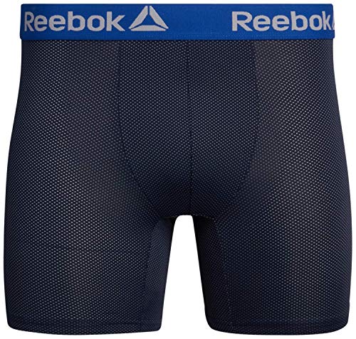 Reebok Men's Boxer Briefs – 3 Pack Performance Mens Underwear Boxer Briefs with Fly Pouch - Athletic Underwear for Men (S-XL), Size Large, Navy/Charcoal/Black4