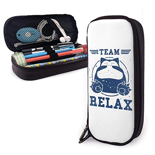 Preisvergleich Produktbild Federmäppchen Großraumspeicher Stift Bleistiftbeutel Schreibtisch Organizer Praktischer Taschenhalter mit Reißverschluss - Team Snorlax Relax