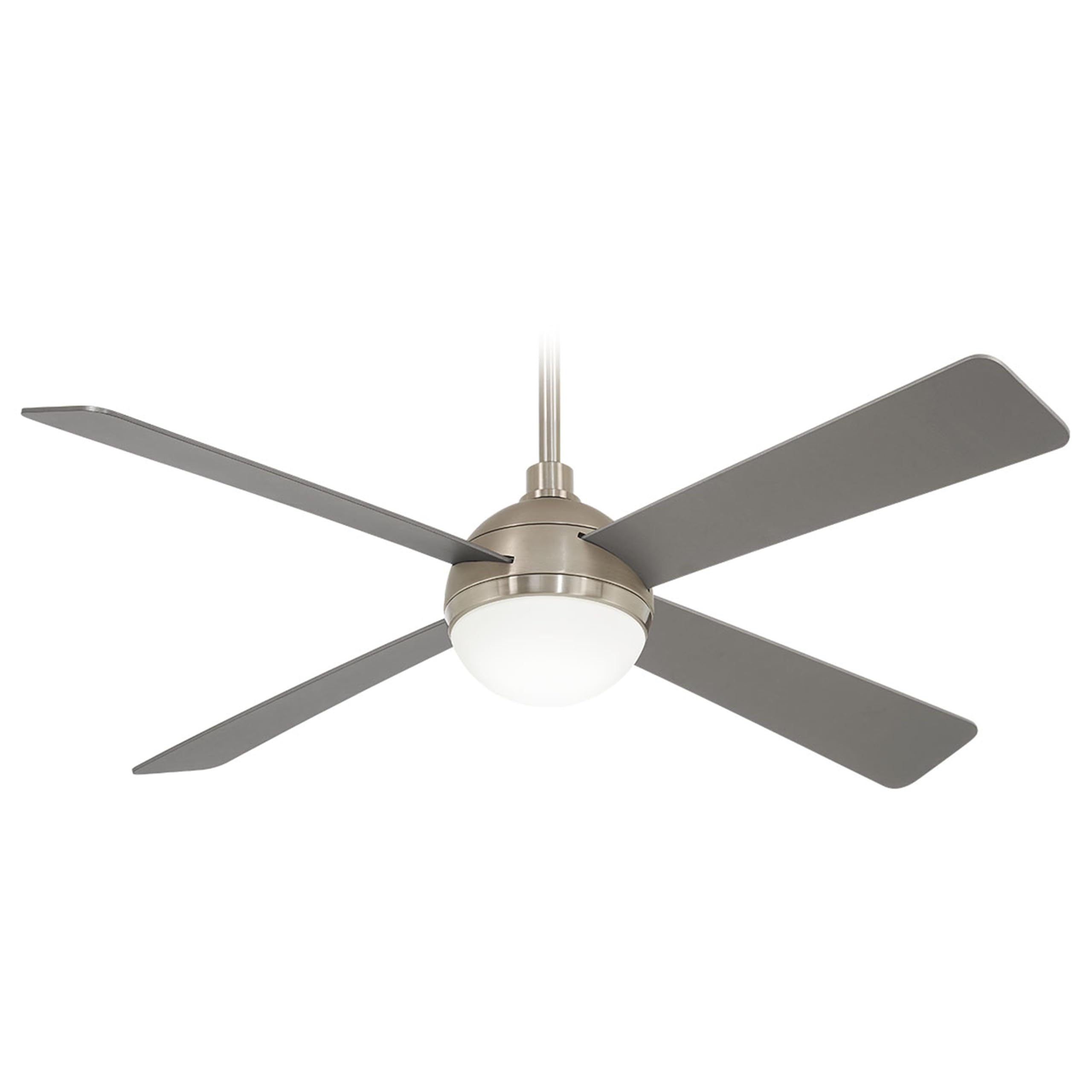 F623L-BS/BN Orb 54" 4-Blade LED Ceiling Fan in Brushed Steel with Brushed Nickel Finish with Silver Blades and Etched Opal Glass