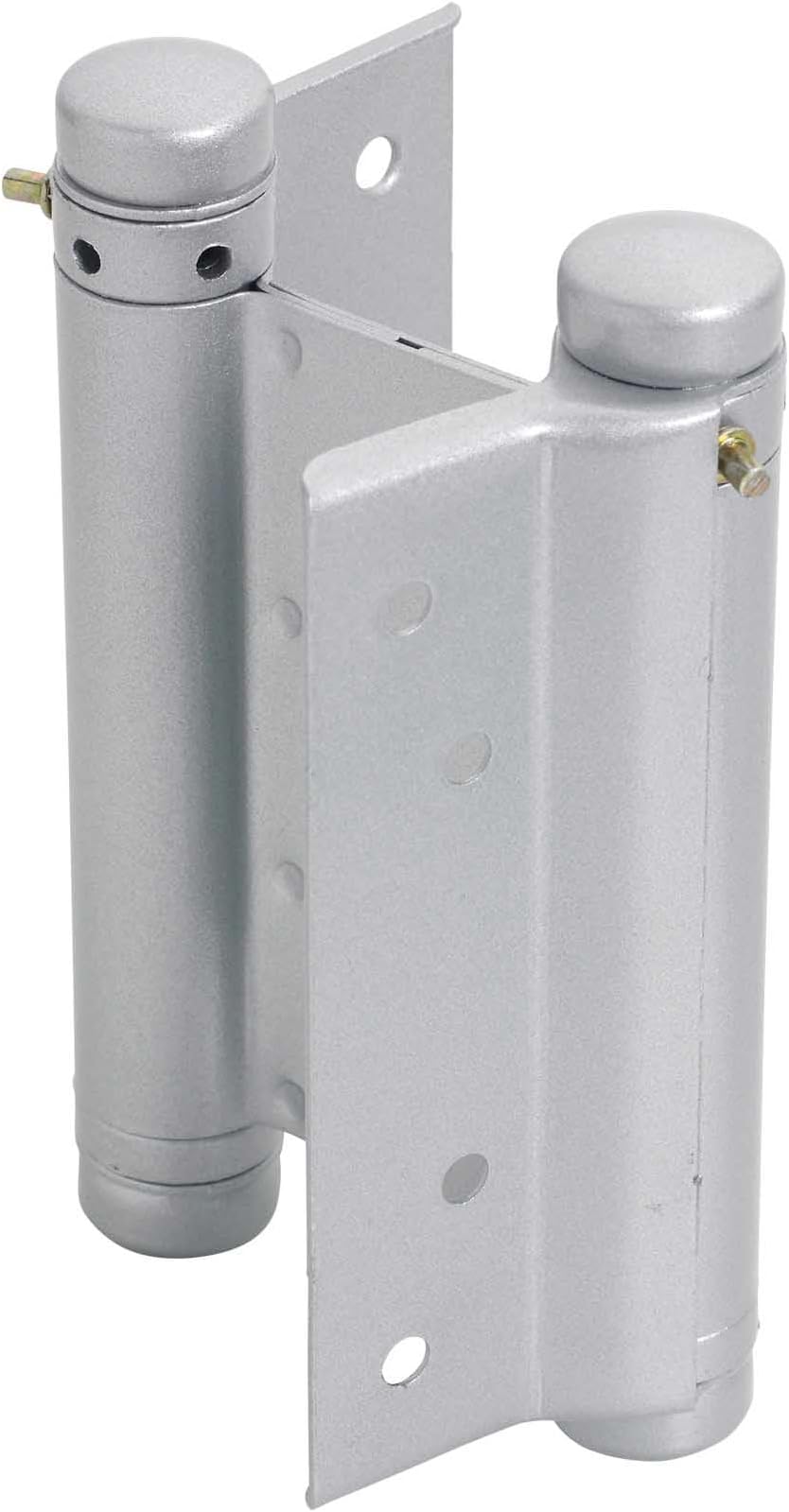 Double Action Spring Hinges, 100mm 4" Silver Lacquered, Pair Self-Closing Swing Door Hinges for Inward & Outward Opening, Heavy-Duty Corrosion-Resistant with Fixings