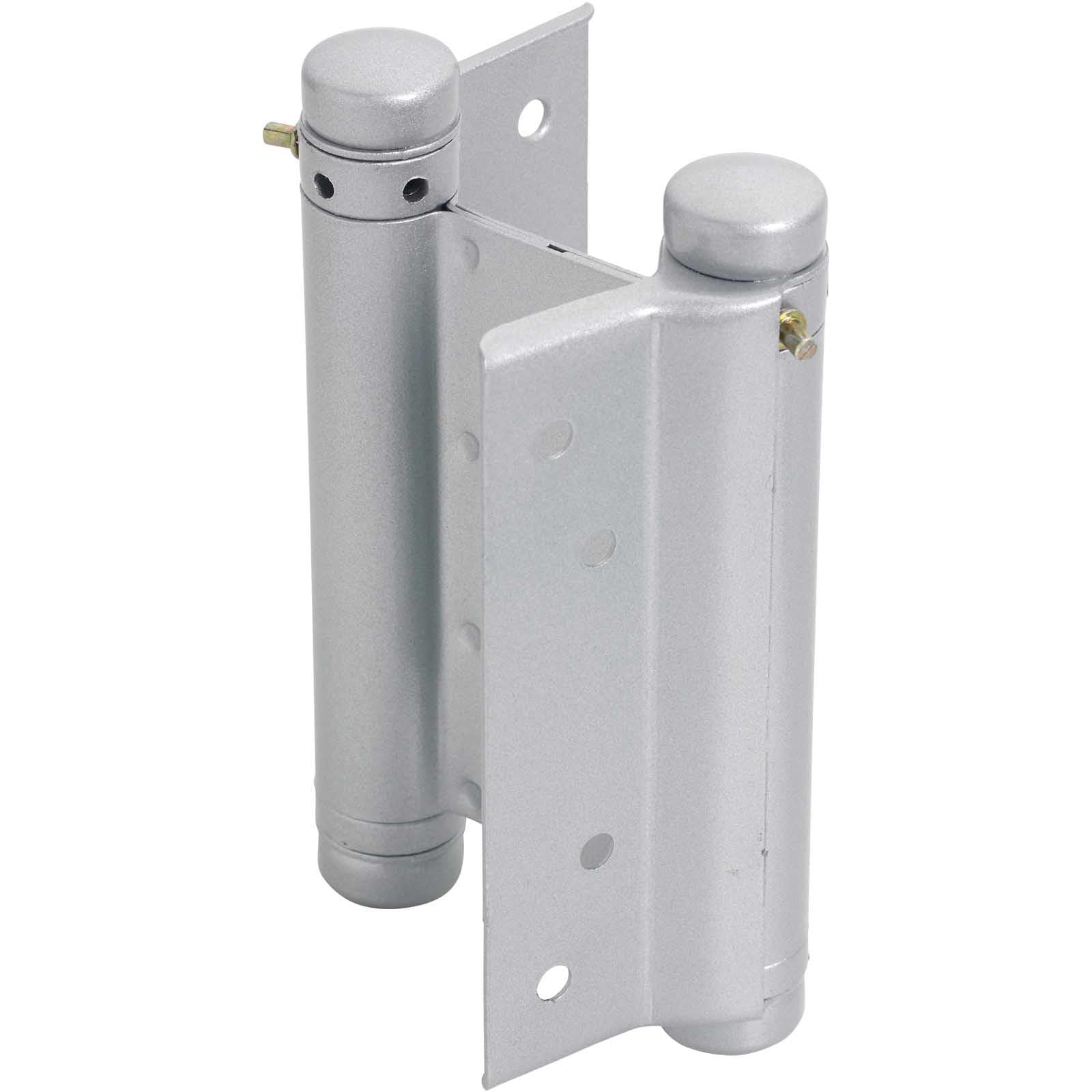 Double Action Spring Hinge Pair, 150mm 6" Silver Lacquered, Self-Closing Swing Door Hinges for Inward & Outward Opening, Heavy-Duty Corrosion-Resistant with Screws & Adjustment Kit
